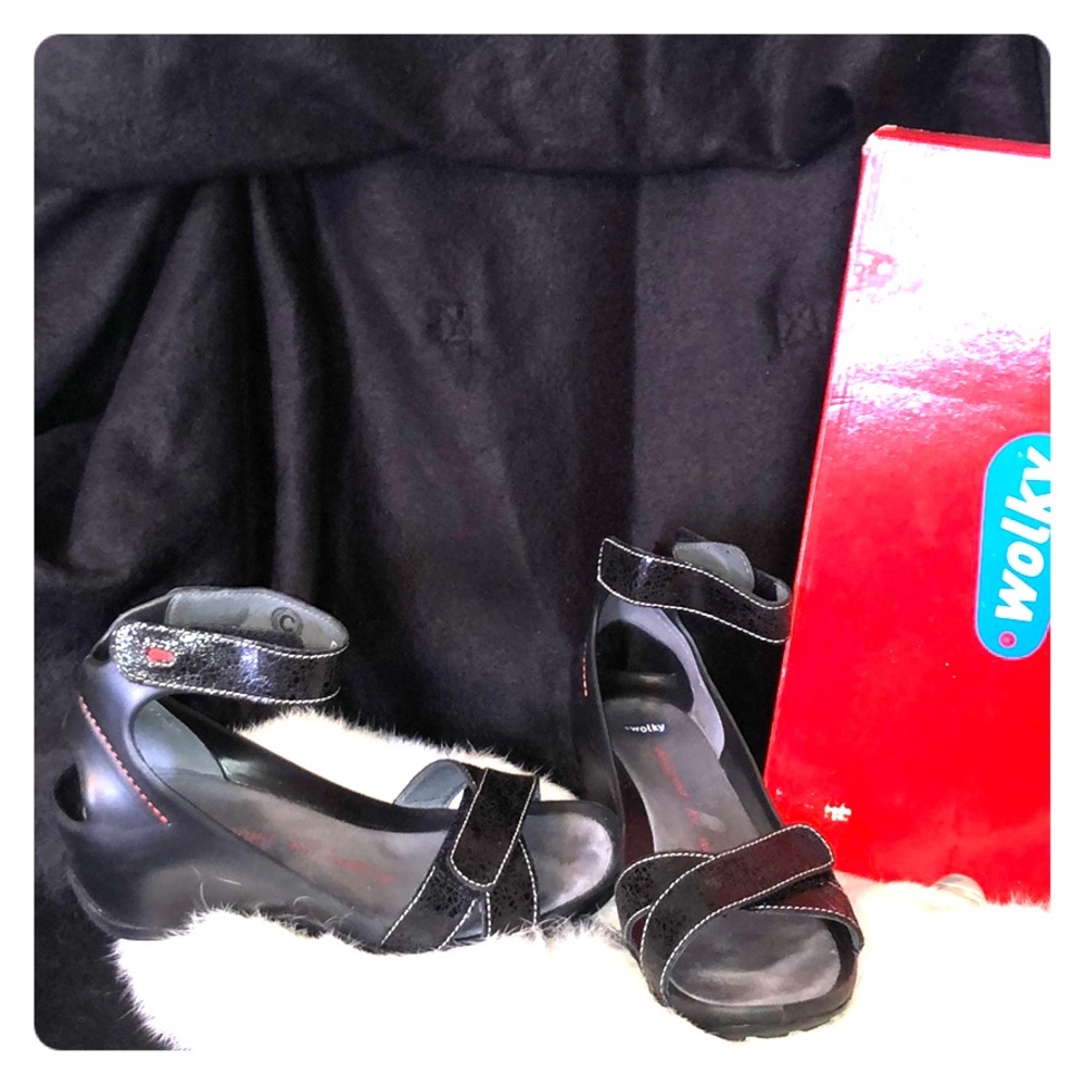 Wolky black wedge sandal